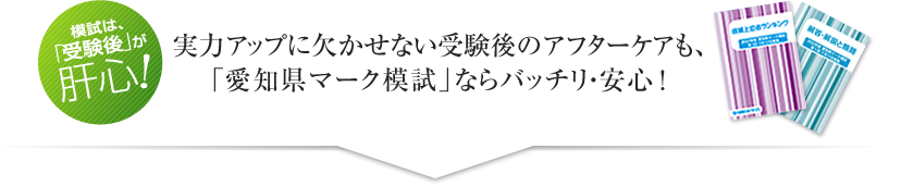 実力アップに欠かせない受験後のアフターケアも、「愛知県マーク模試」ならバッチリ・安心！